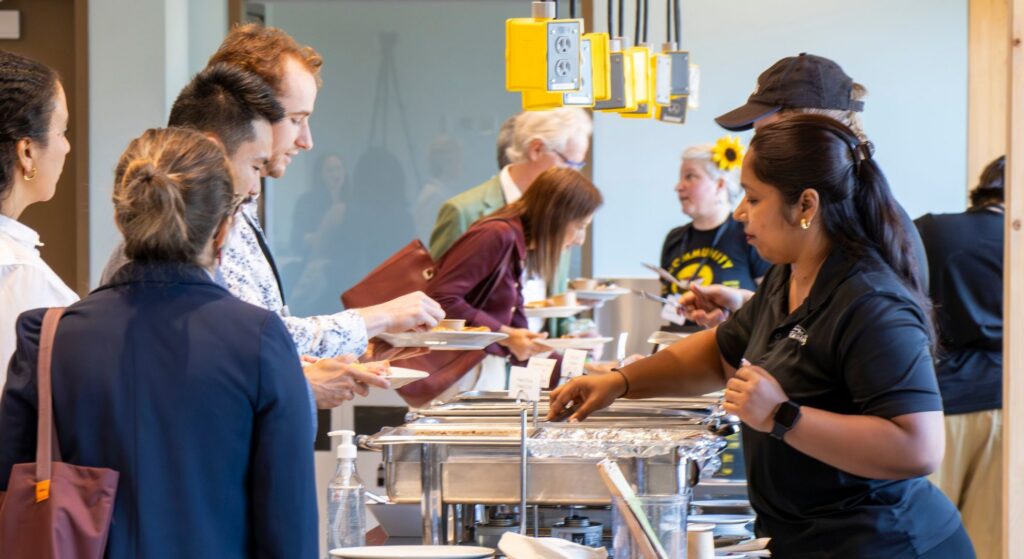 People being served food